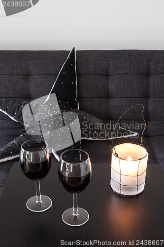 Image of Lantern decorating living room table