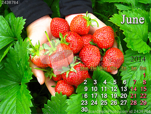 Image of calendar for the June of 2014 year