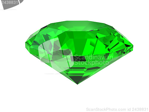 Image of Dark-green gemstone isolated on white