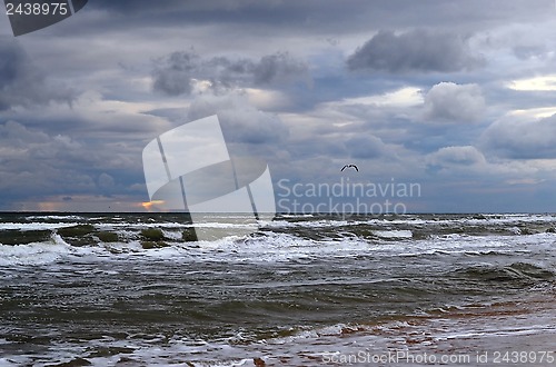 Image of Waves on the sea in cloudy weather