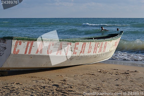 Image of The lifeboat on the bank of the Black Sea.