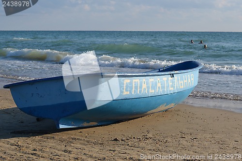 Image of The lifeboat on the bank of the Black Sea.