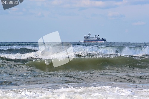 Image of The ship on waves in the Black Sea.