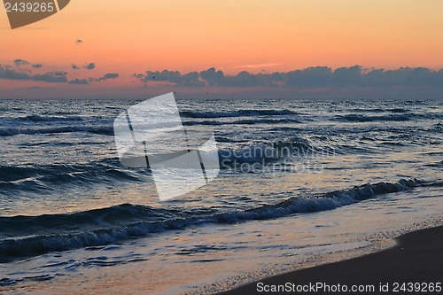 Image of The sea in the light of the evening sun