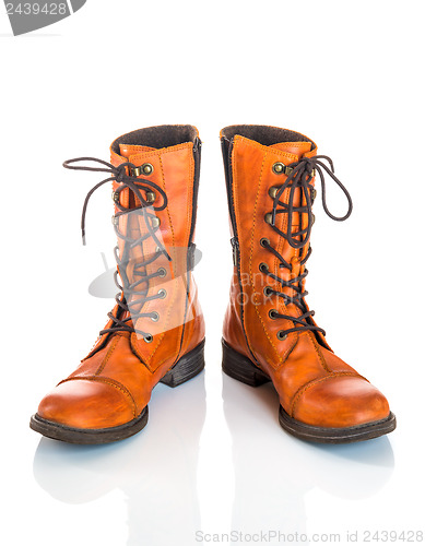 Image of Orange leather boots