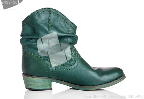 Image of Stylish green leather boot