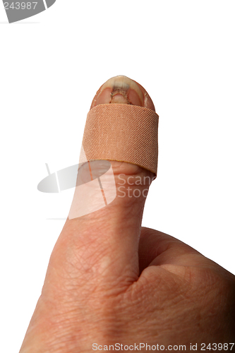 Image of Band-aid at thumb