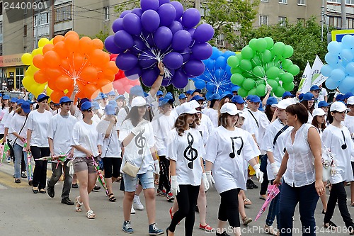 Image of Carnival procession in a City Day. Tyumen, Russia. June 27, 2013