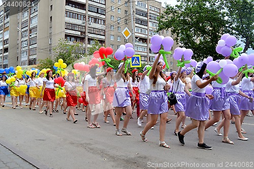 Image of Carnival procession in a City Day. Tyumen, Russia. June 27, 2013