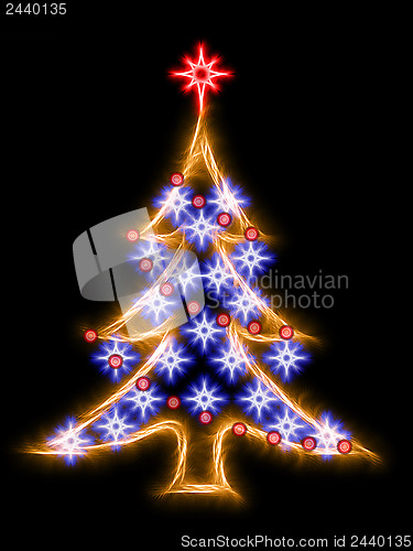 Image of Christmas tree in abstract sparkling style