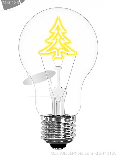 Image of Lightbulb with sparkling christmas tree inside