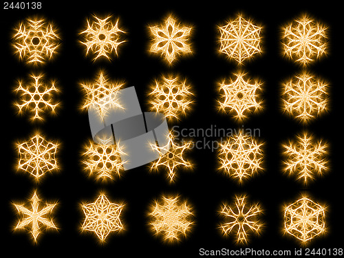 Image of Set of 20 snowflakes in sparkled style