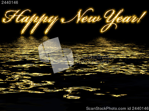 Image of Happy New Year - written with reflection in rippled water
