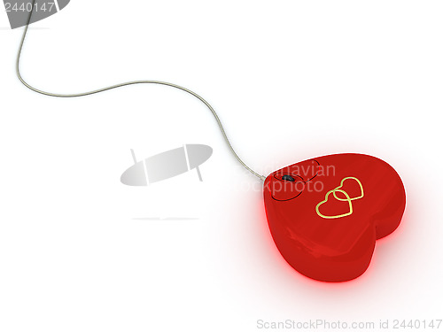Image of Computer mouse in red heart style