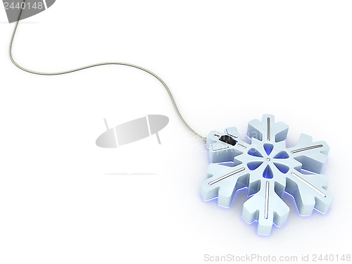 Image of Computer mouse in light blue snowflake style