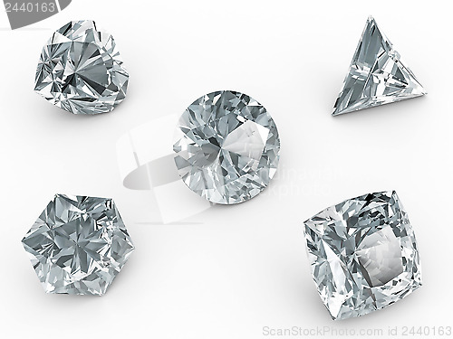 Image of Various diamonds on white