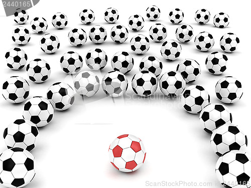 Image of Soccer balls around team leader