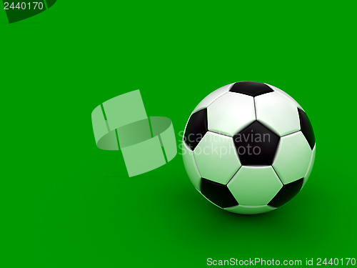 Image of Soccer ball on the green background
