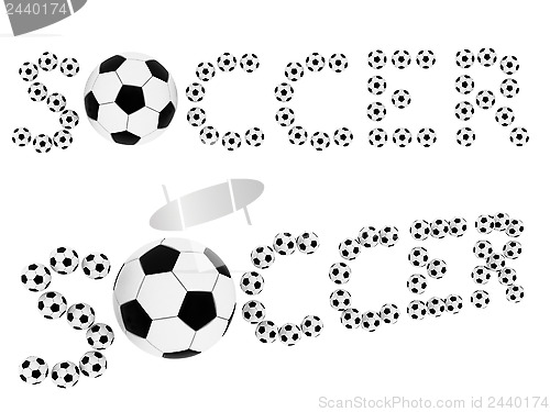 Image of Soccer words composed of soccer balls
