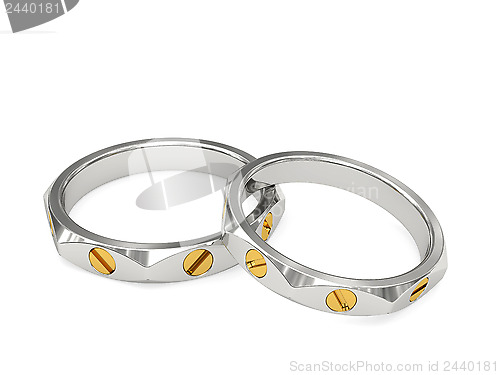 Image of White and yellow gold exclusive wedding rings