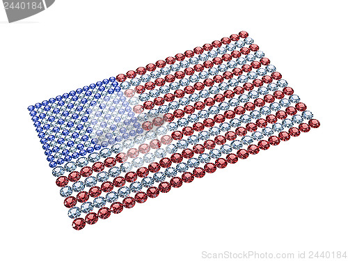 Image of USA flag composed of different color brilliants