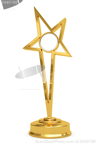 Image of Golden star prize on pedestal with blank round plate