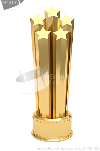 Image of Golden stars prize on pedestal isolated on white