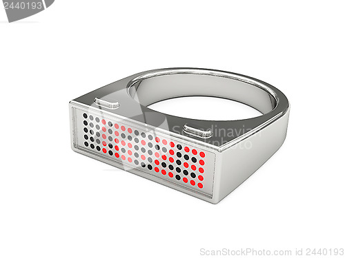 Image of Silver ring with electronic led watch