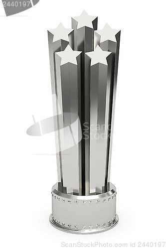 Image of Silver stars prize on pedestal isolated on white