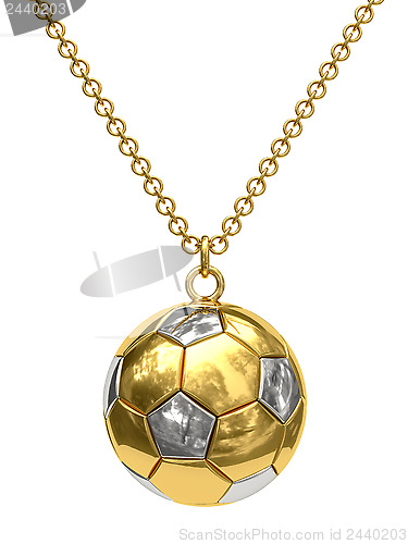 Image of Gold pendant in shape of soccer ball on chain