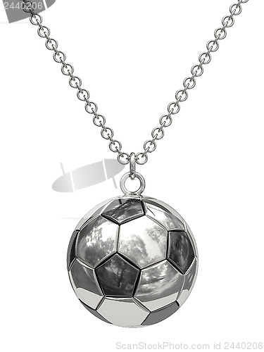 Image of Silver pendant in shape of soccer ball on chain