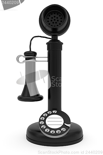 Image of Black retro-styled telephone on white background