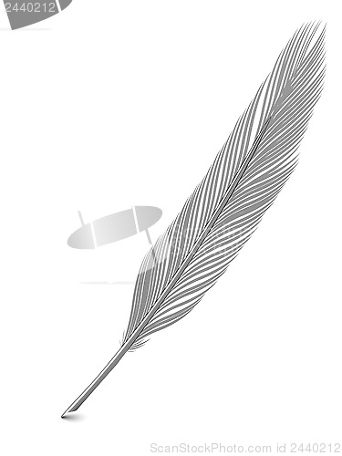 Image of Silver or platinum feather quill over white