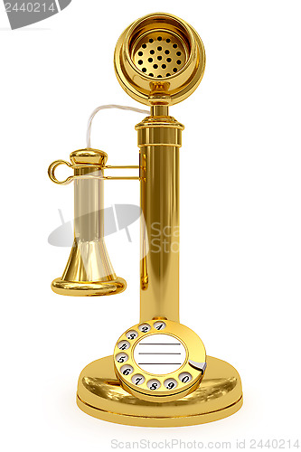 Image of Golden retro-styled telephone on white