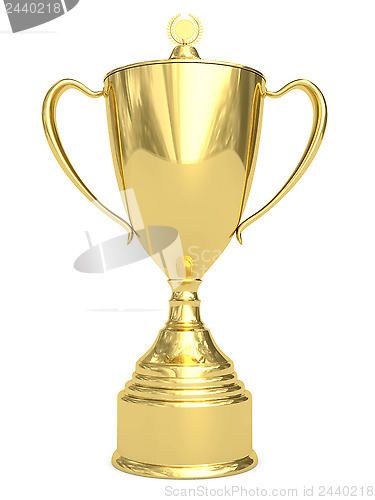 Image of Golden trophy cup on white