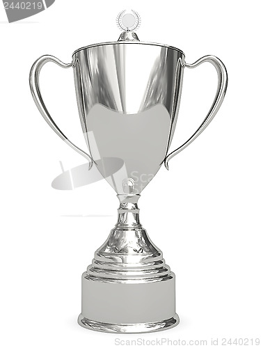 Image of Silver trophy cup on white