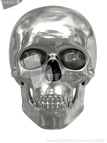 Image of Silver or platinum skull isolated on white