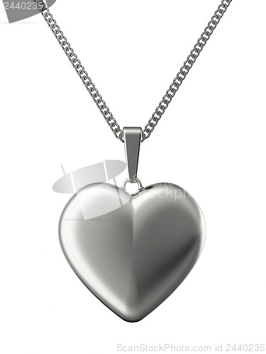 Image of Silver pendant in shape of heart on chain