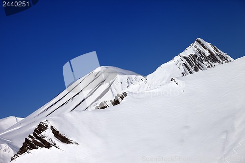 Image of Off-piste slope and blue clear sky in nice day