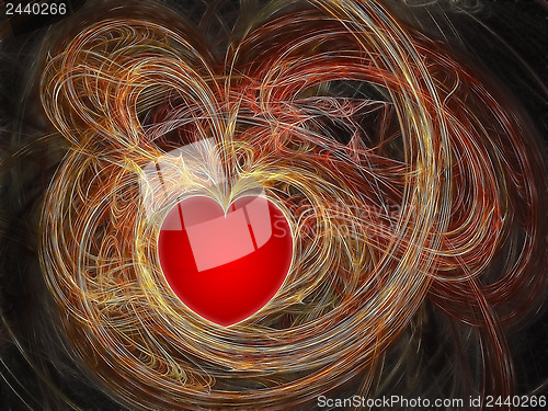 Image of Red heart in fractal waves