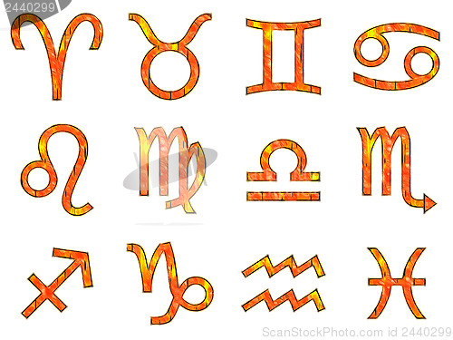 Image of Set of twelve Zodiac signs isolated on white