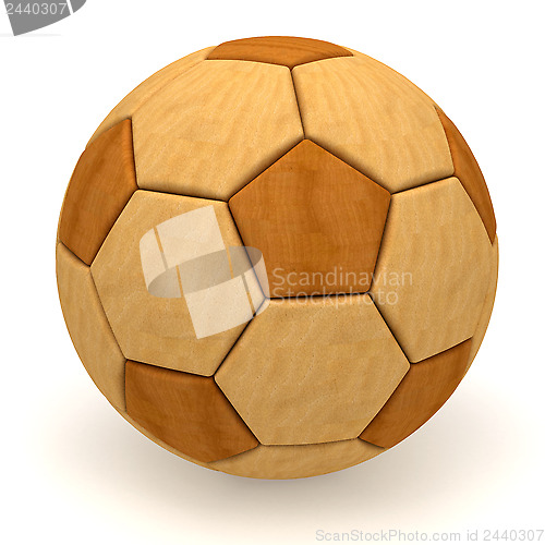 Image of Wooden soccer ball on white