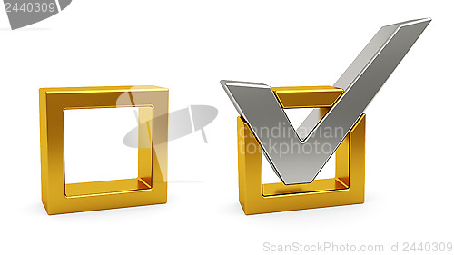 Image of Silver check mark and golden check box