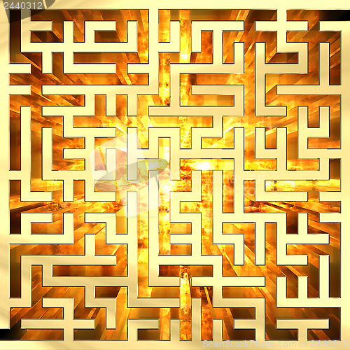 Image of Golden labyrinth with flame