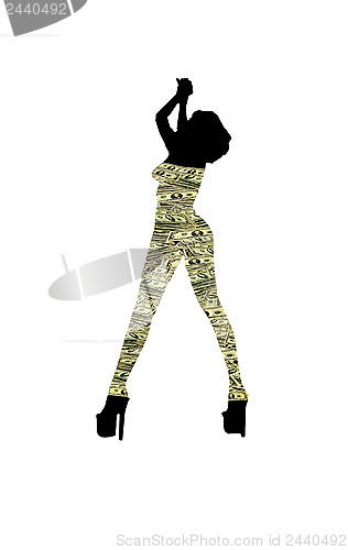 Image of silhouette of the women in dollars