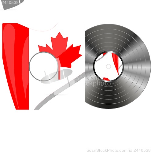 Image of Red grunge rubber stamp with the canadian flag and the name of Canada written inside the stamp