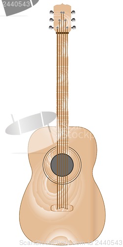 Image of Classical acoustic wooden guitar, isolated on white background