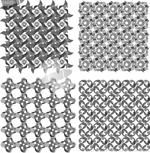 Image of black and white geometric seamless patterns set