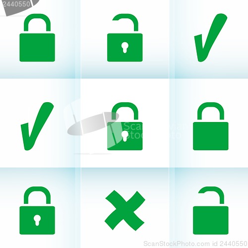 Image of Security concept: Lock set on digital screen, data protection
