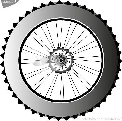 Image of metal bike wheel with tire and spokes